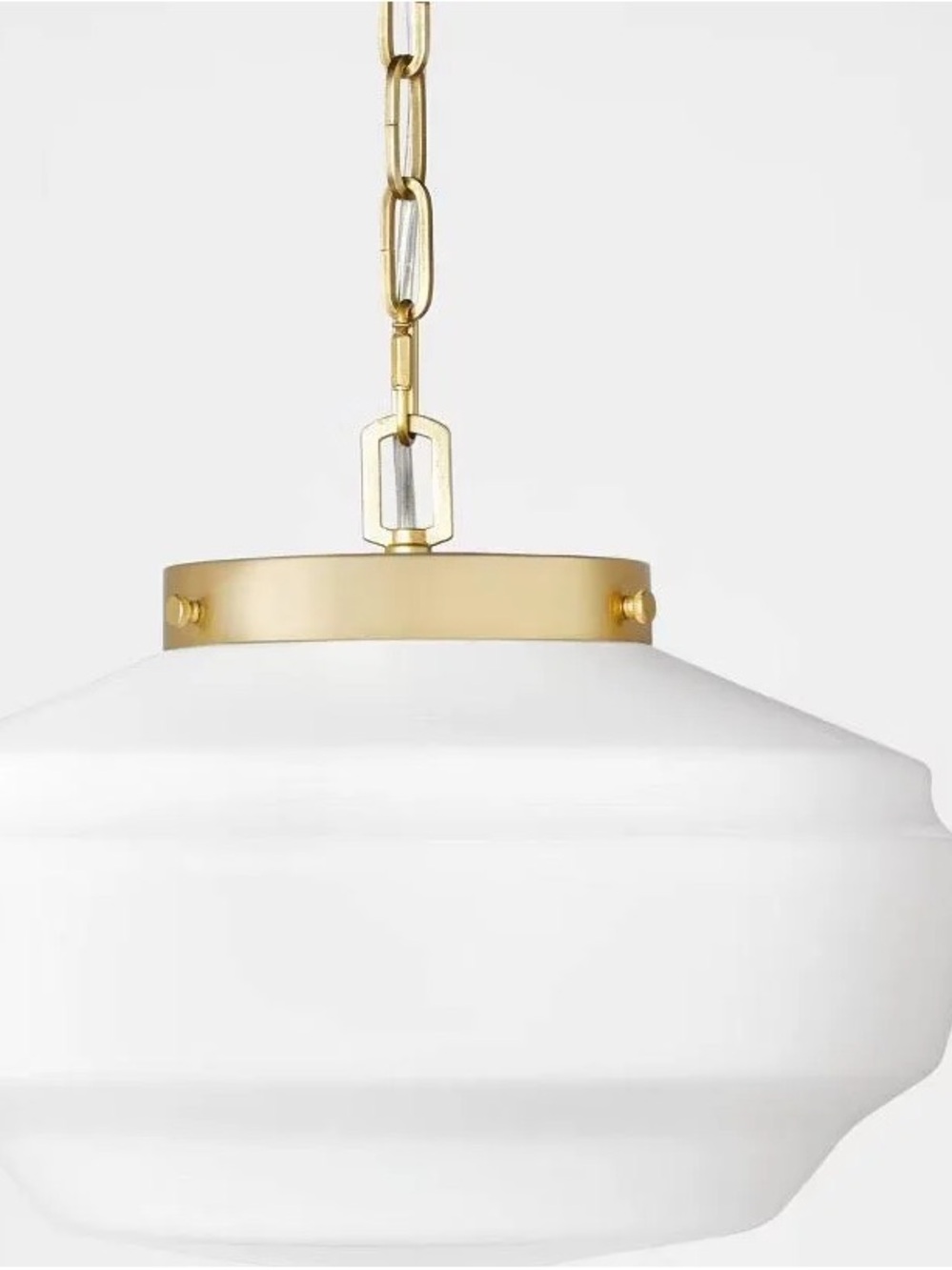 Brass & White milk Glass hanging Pendant Light Accent farmhouse light fixture